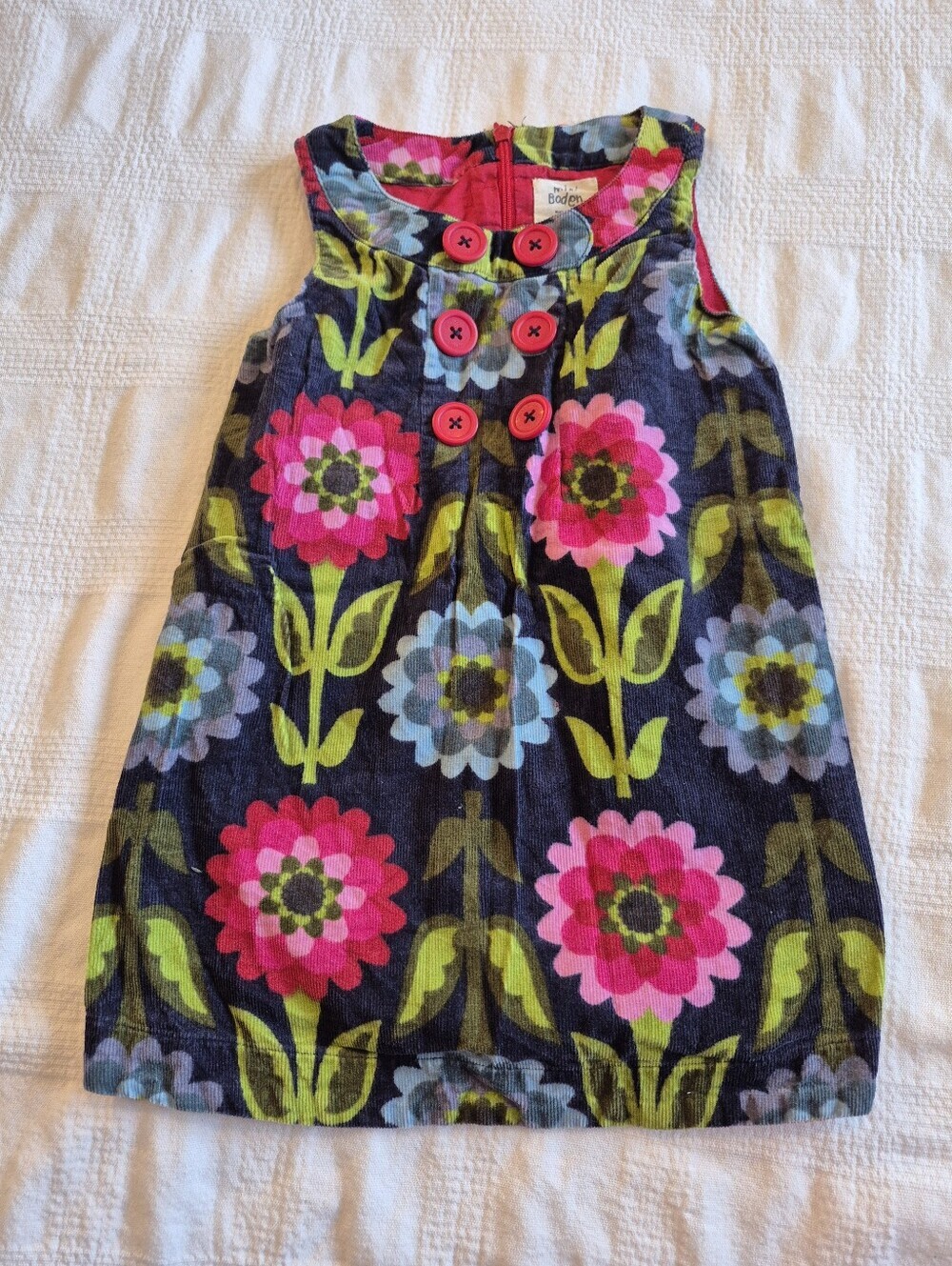Mini Boden girls 2-3 years floral corduroy pinnifore EUC